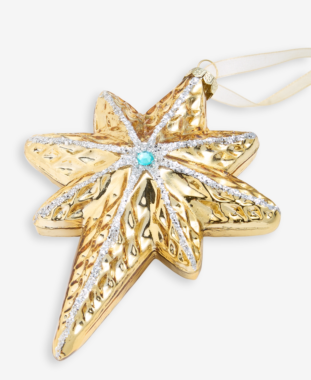 Holiday Lane Blessed Gold-tone Glass Star Ornament, Macy's Exclusive In Multi