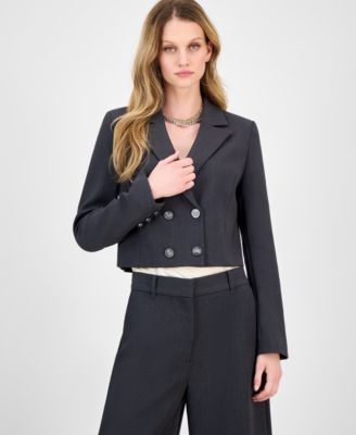 GUESS - Women's Joandra Cropped Double-Breasted Blazer