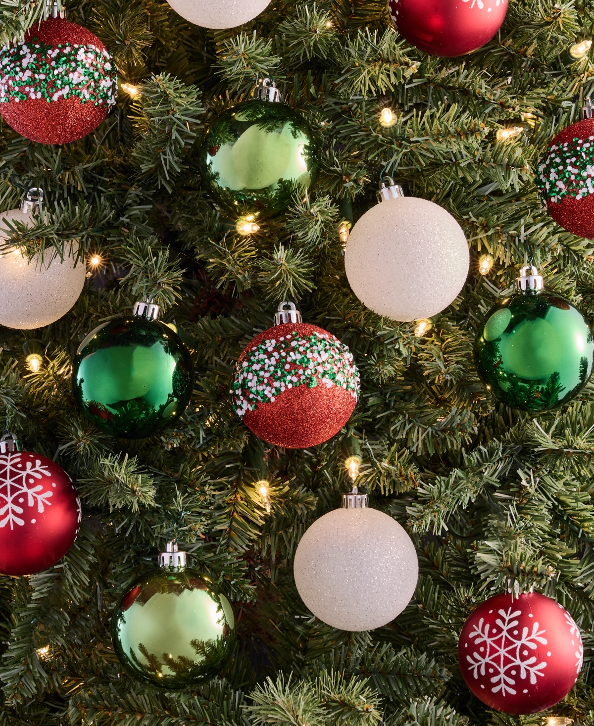 Holiday Lane Heritage Set Of 30 Shatterproof Red, Green & White Ball Ornaments, Macy's Exclusive In Multi