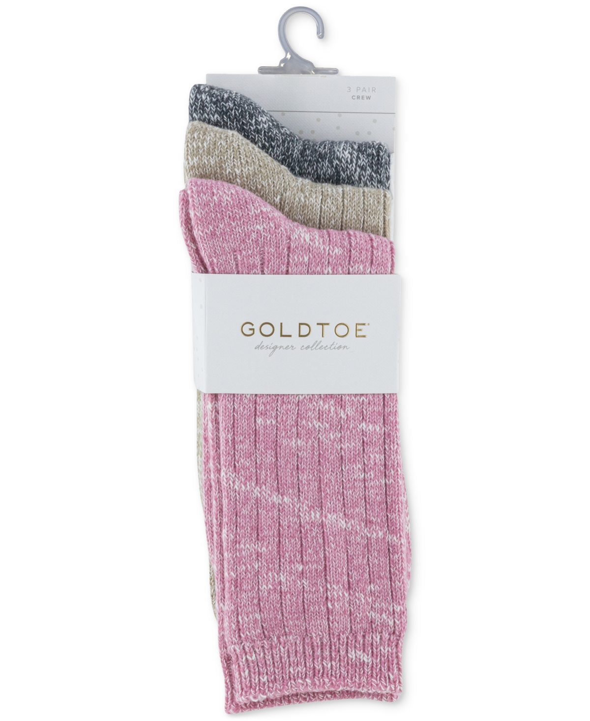 Gold Toe Women's 3-pk. Supersoft Slub Crew Socks Gtdl0163r03 In Multi