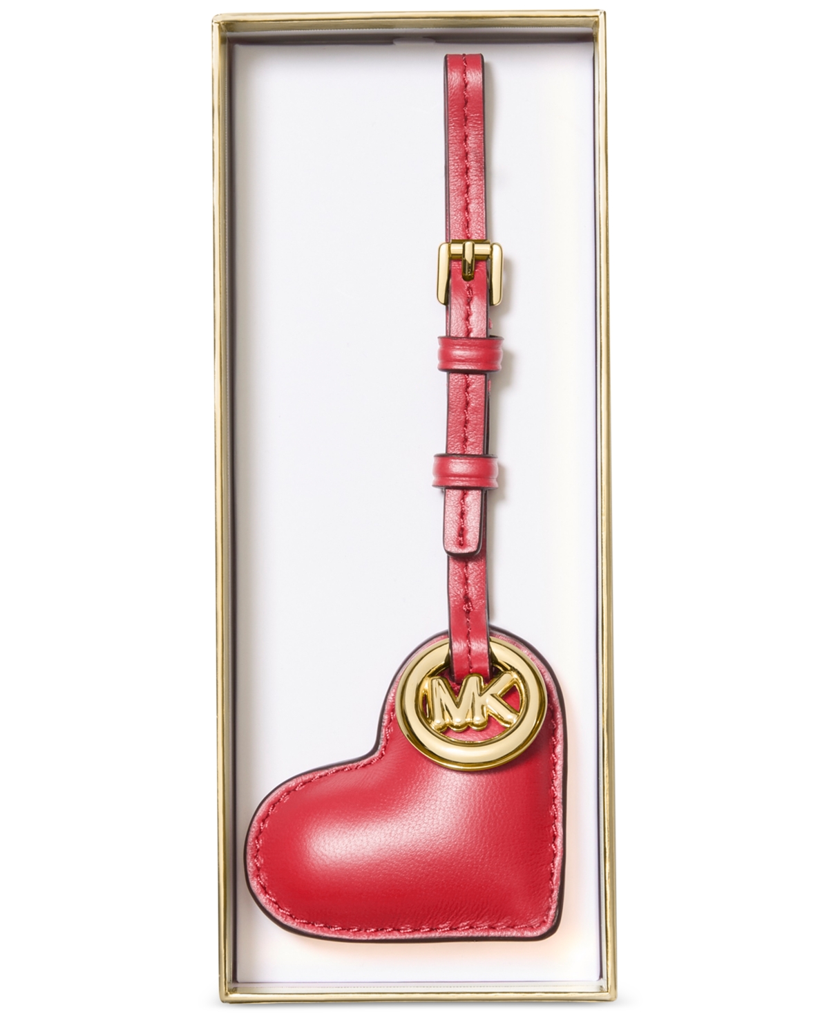 Michael Kors Puffy Heart Leather Bag Charm In Red