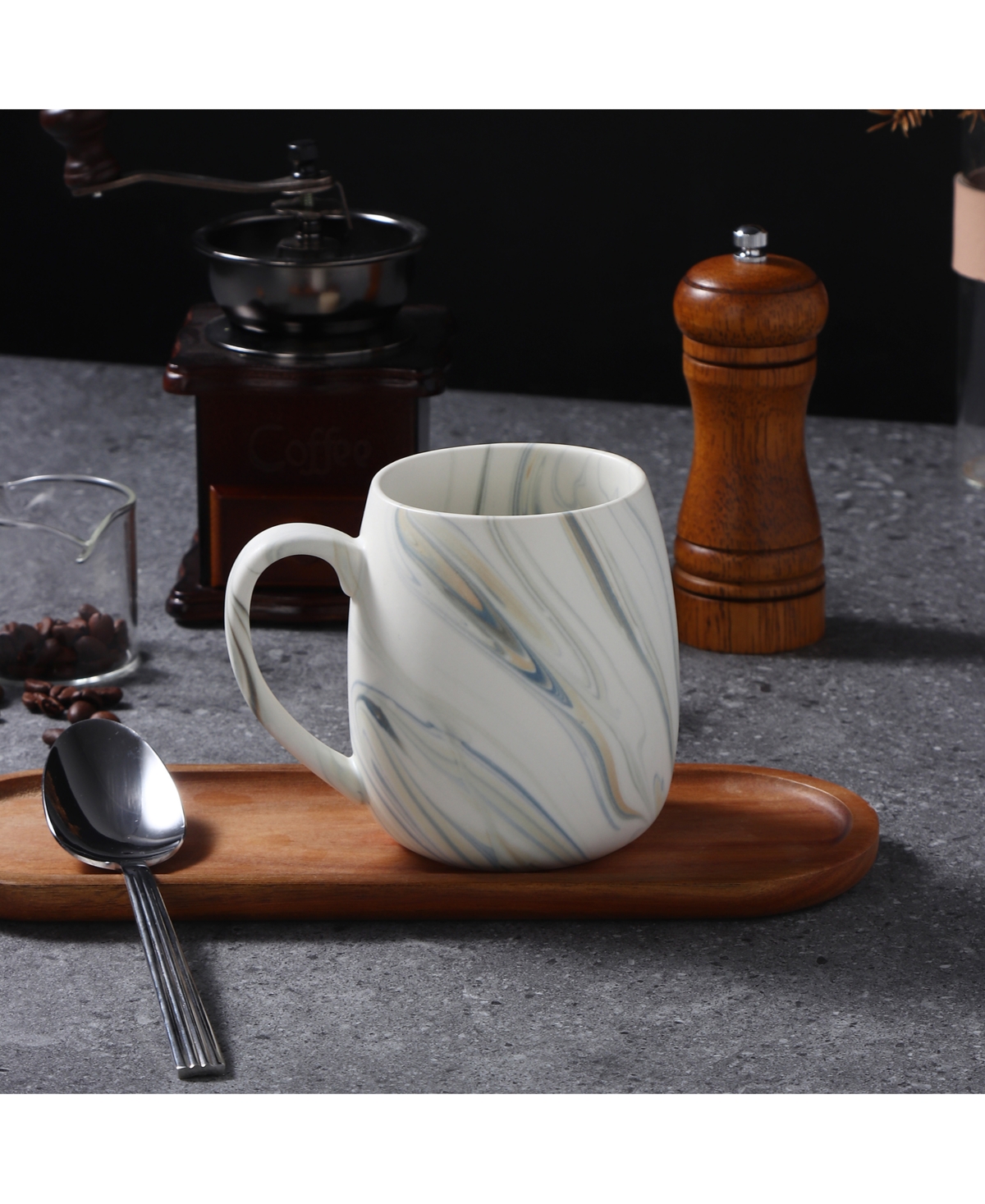 Lorren Home Trends Marble Pattern Mugs, Set Of 4 In Sand