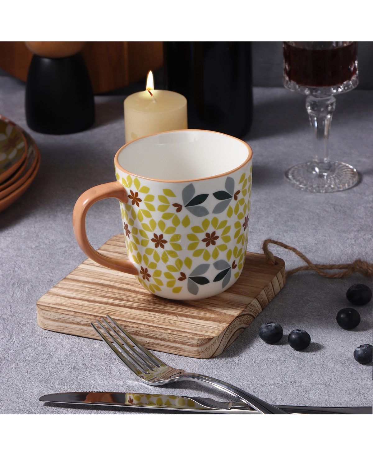 Lorren Home Trends Geo Floral Mugs, Assorted Set Of 4 In Multi