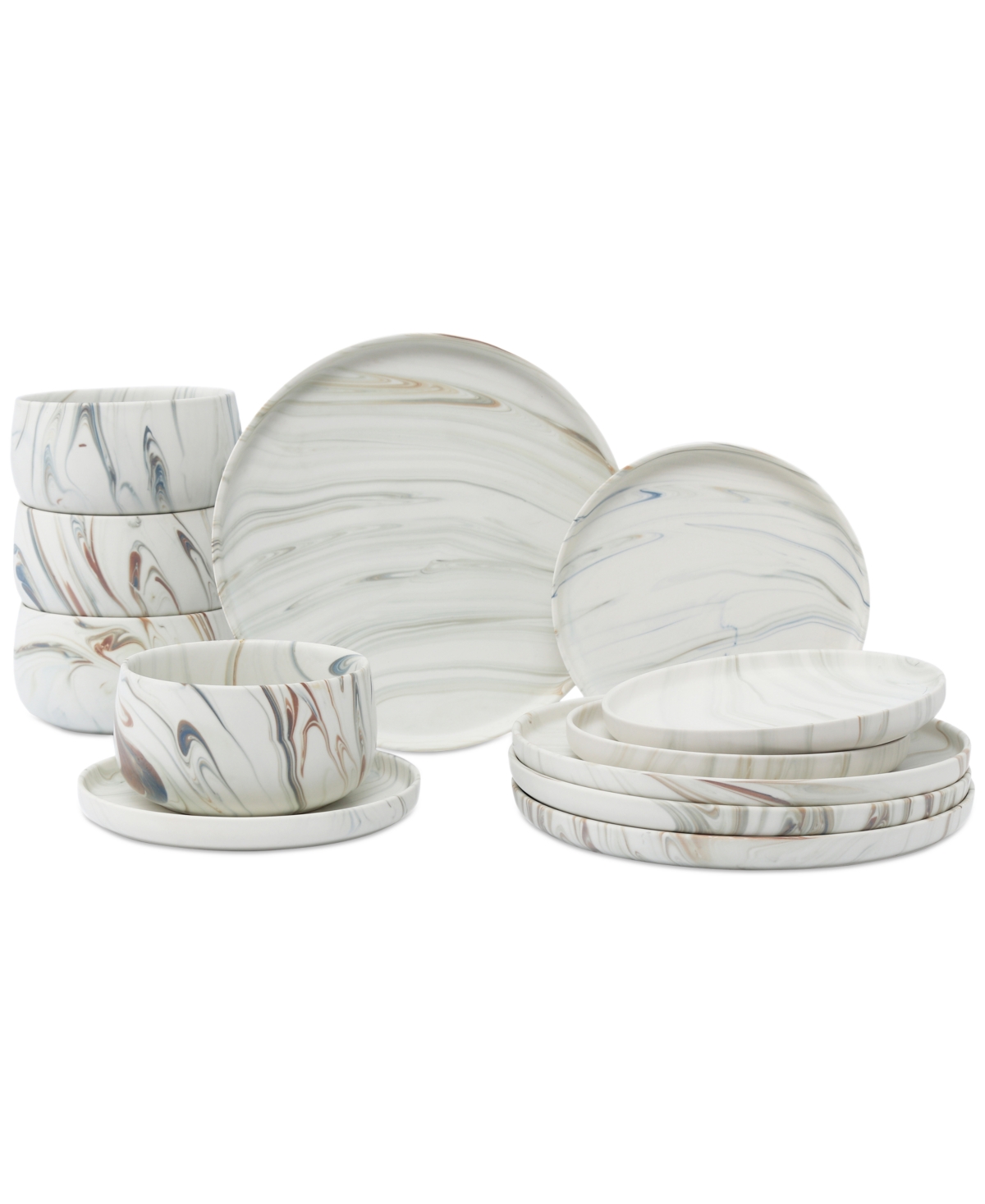 Lorren Home Trends Matte Marble Look 12-pc. Dinnerware Set, Service For 4 In Sand