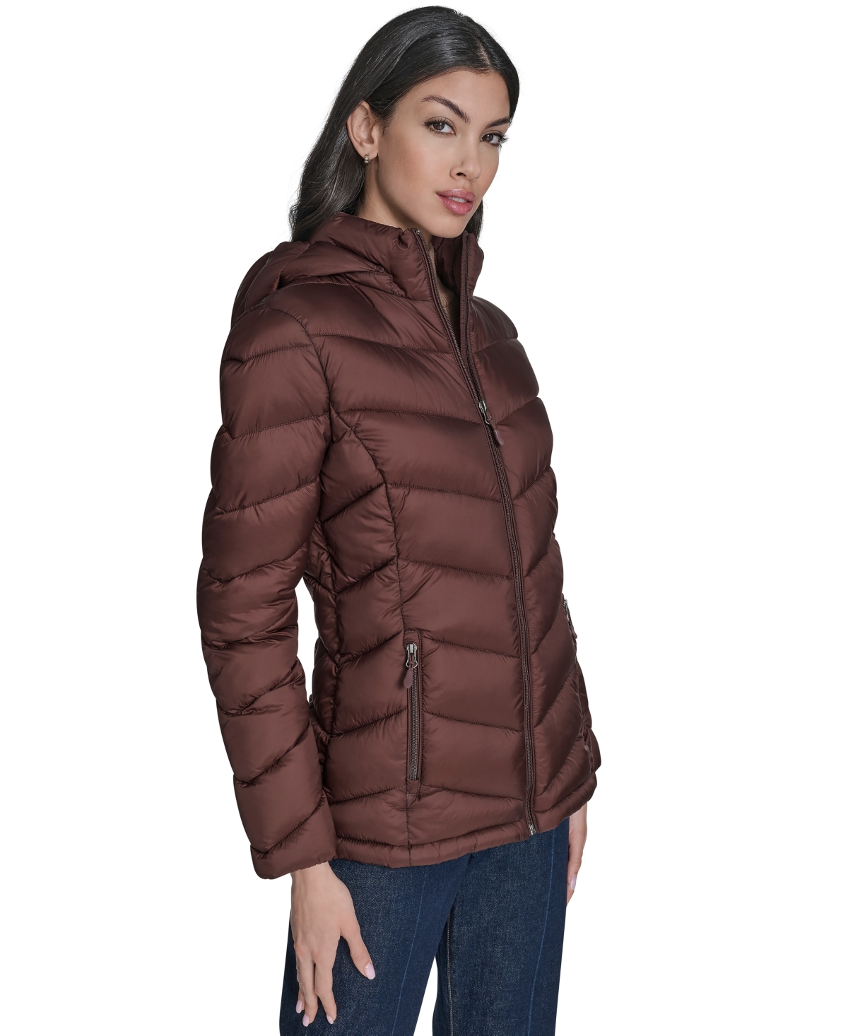 Charter Club Women's Packable Hooded Puffer Coat, Created For Macy's In Brown