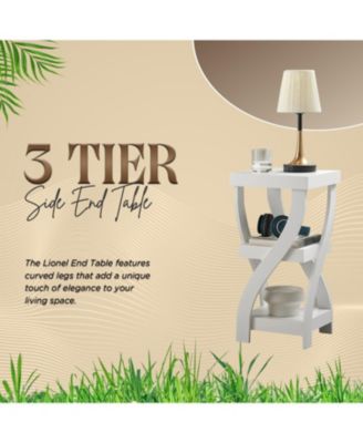 3 Tier End Table - Square End Table - Table for Bedroom - End Table with Shelves - Bedside Nightstand