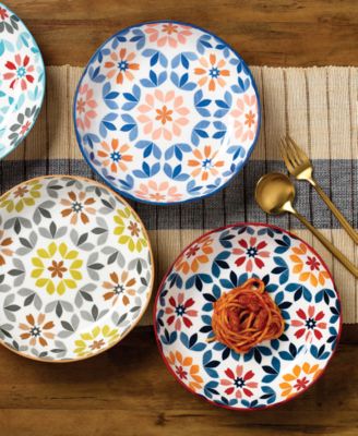 Geo Floral Pasta Bowls, Assorted Set of 4