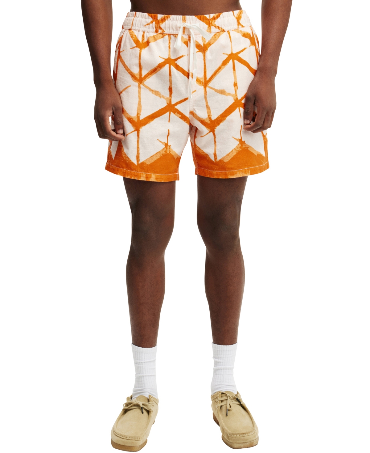 Men's Relaxed Fit Easy Shorts - Orange, White