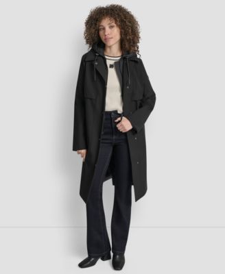 Women's Hooded Bibbed Belted Trench Coat