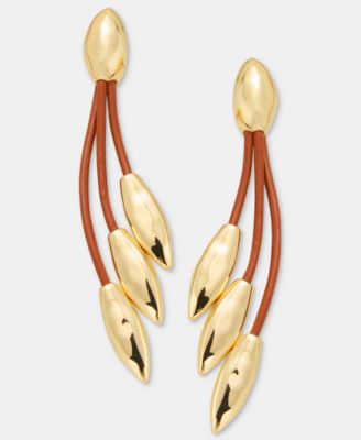 Gold-Tone Leather Tassel Drop Earrings, Macy's Exclusive