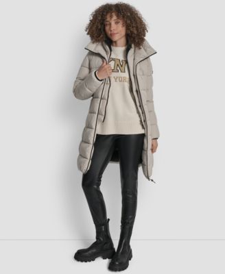 Women's Bibbed Hooded Zip-Front Puffer Coat