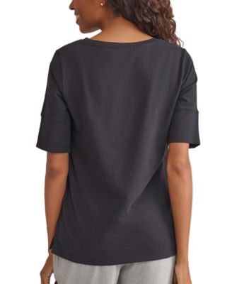 Women's Button-Cuff Crewneck T-Shirt