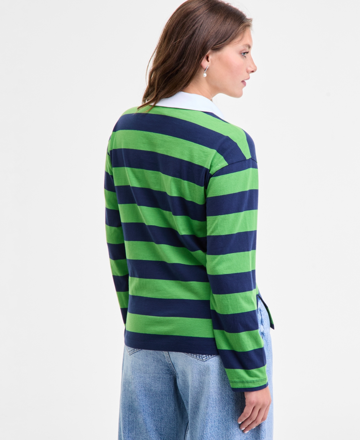 On 34th Women's Striped Rugby Top, Macy's Exclusive In Green