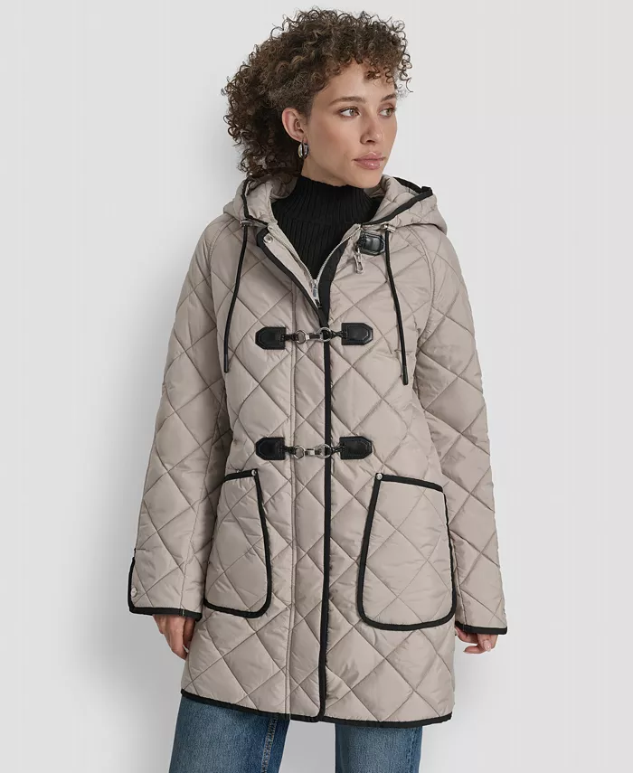 Women's Hooded Toggle Quilted Coat
