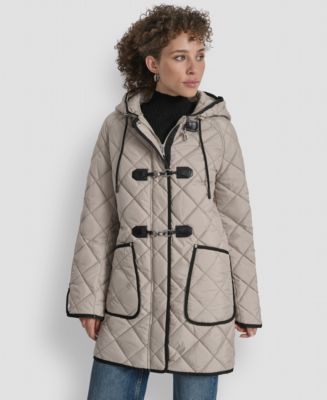 DKNY Women's Hooded Toggle Quilted Coat Macy's