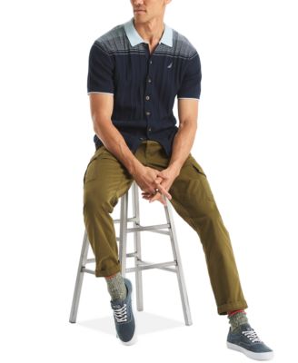 Men's Short Sleeve Button-Front Sweater