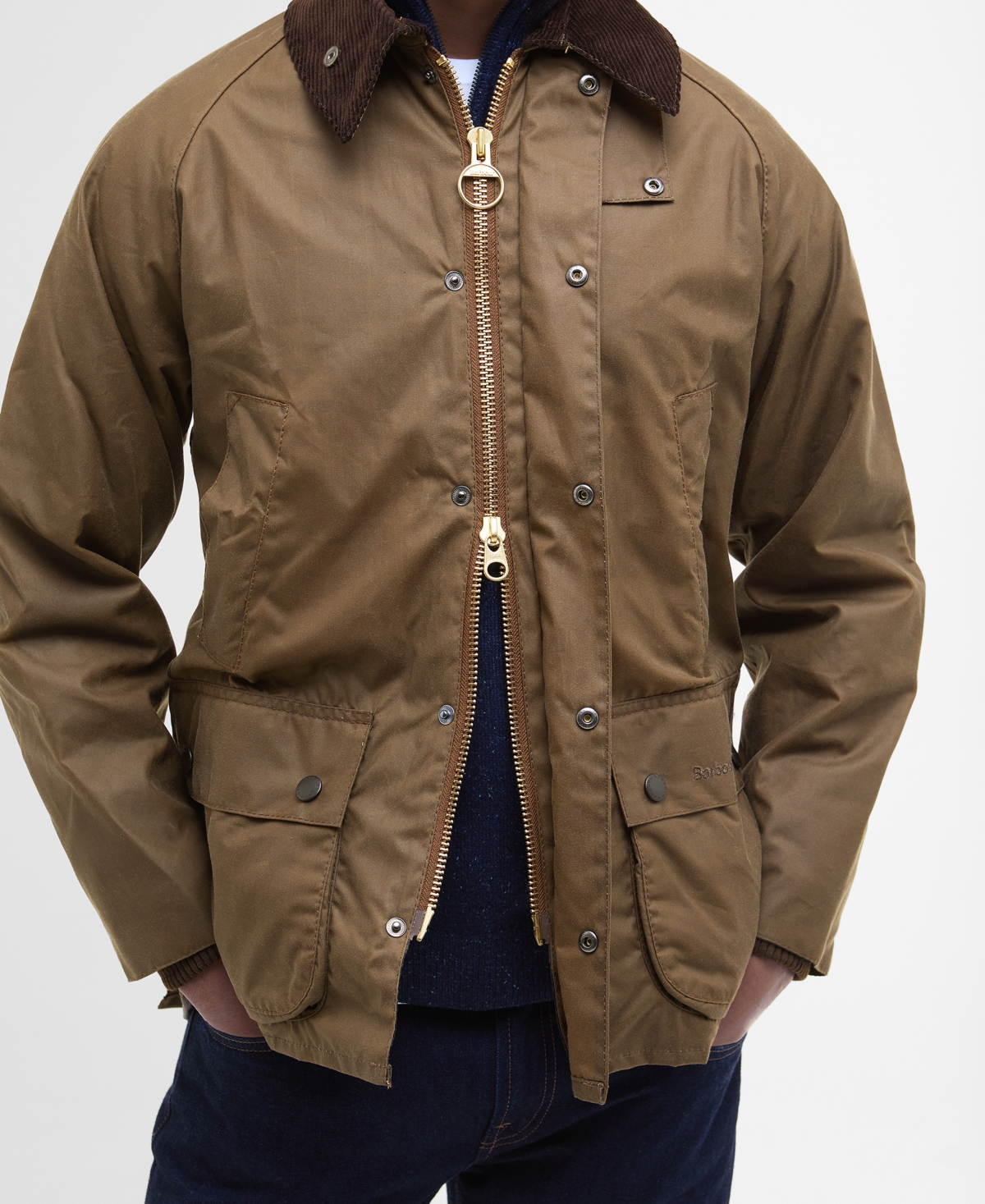 Barbour Waxed Cotton Rain Jacket In Brown