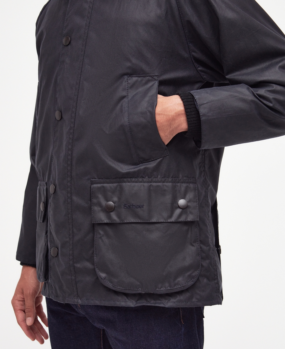 Barbour Bedale Water Resistant Waxed Cotton Jacket In Black