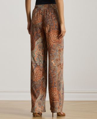 Women's Paisley Crepe Wide-Leg Pants
