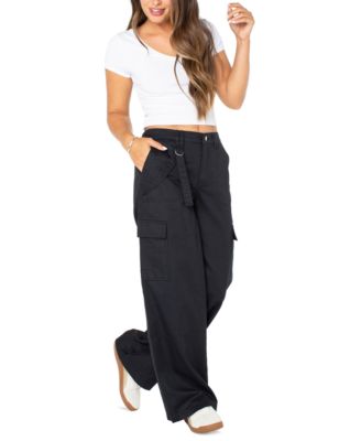 Juniors' Cargo Strap Wide-Leg Pants