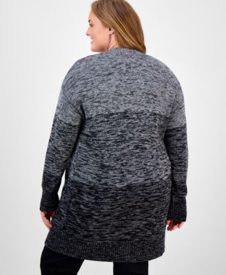 Plus Size Turbo Long Open-Front Cardigan Sweater, Macy's Exclusive 