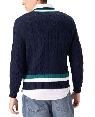 Men's Cotton Cable Knit Cricket Sweater