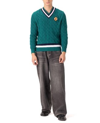 Men's Cotton Cable Knit Cricket Sweater