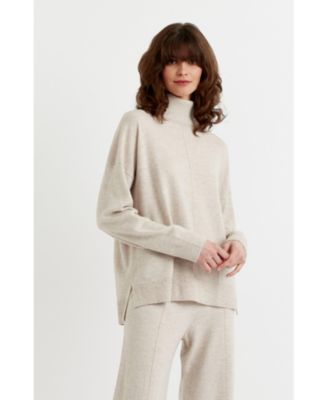 Women's Relaxed Roll Neck Wool & Cashmere Sweater