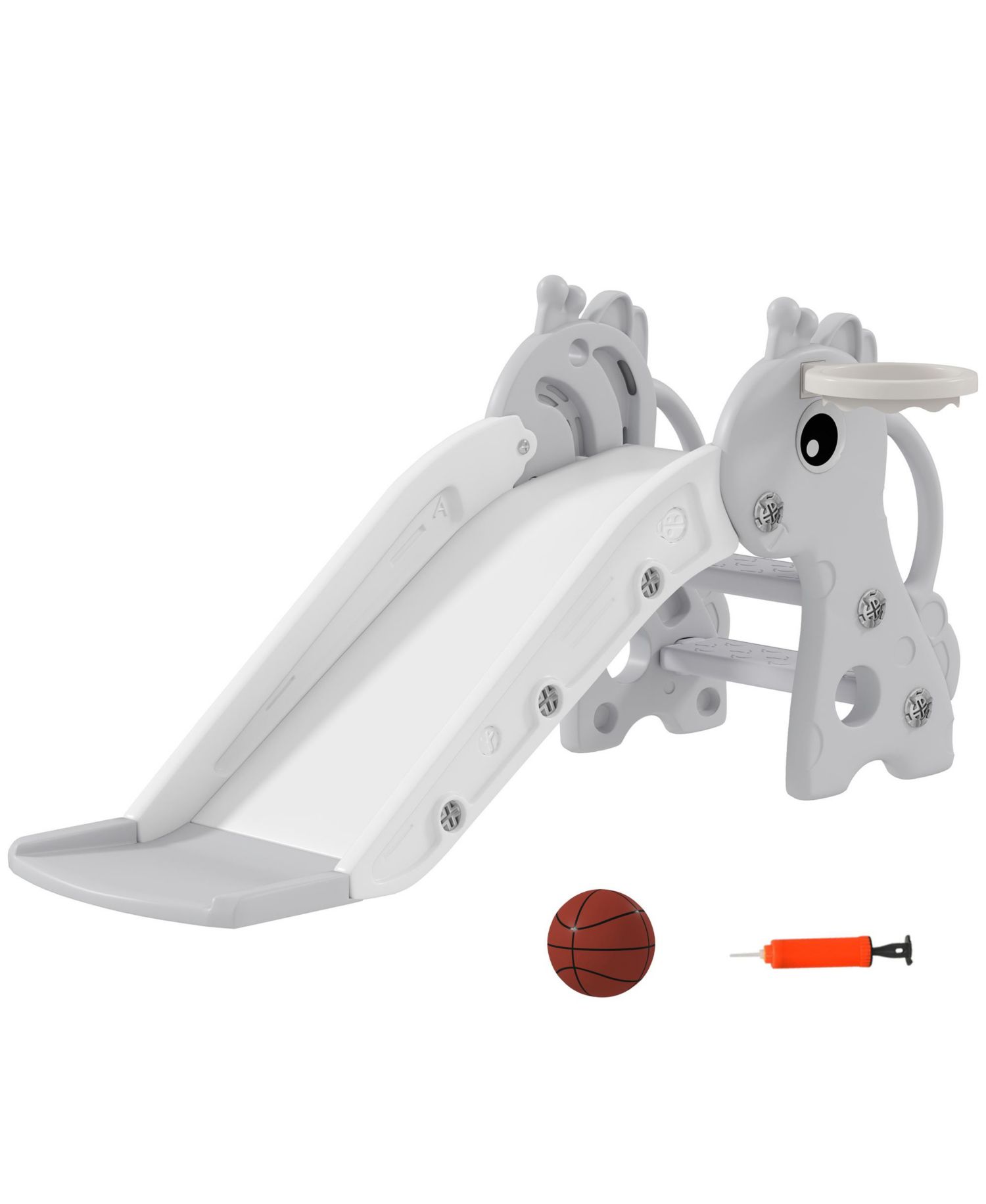 Kids Slide with Climber and Basketball Hoop, 3-in-1 Baby Slide,