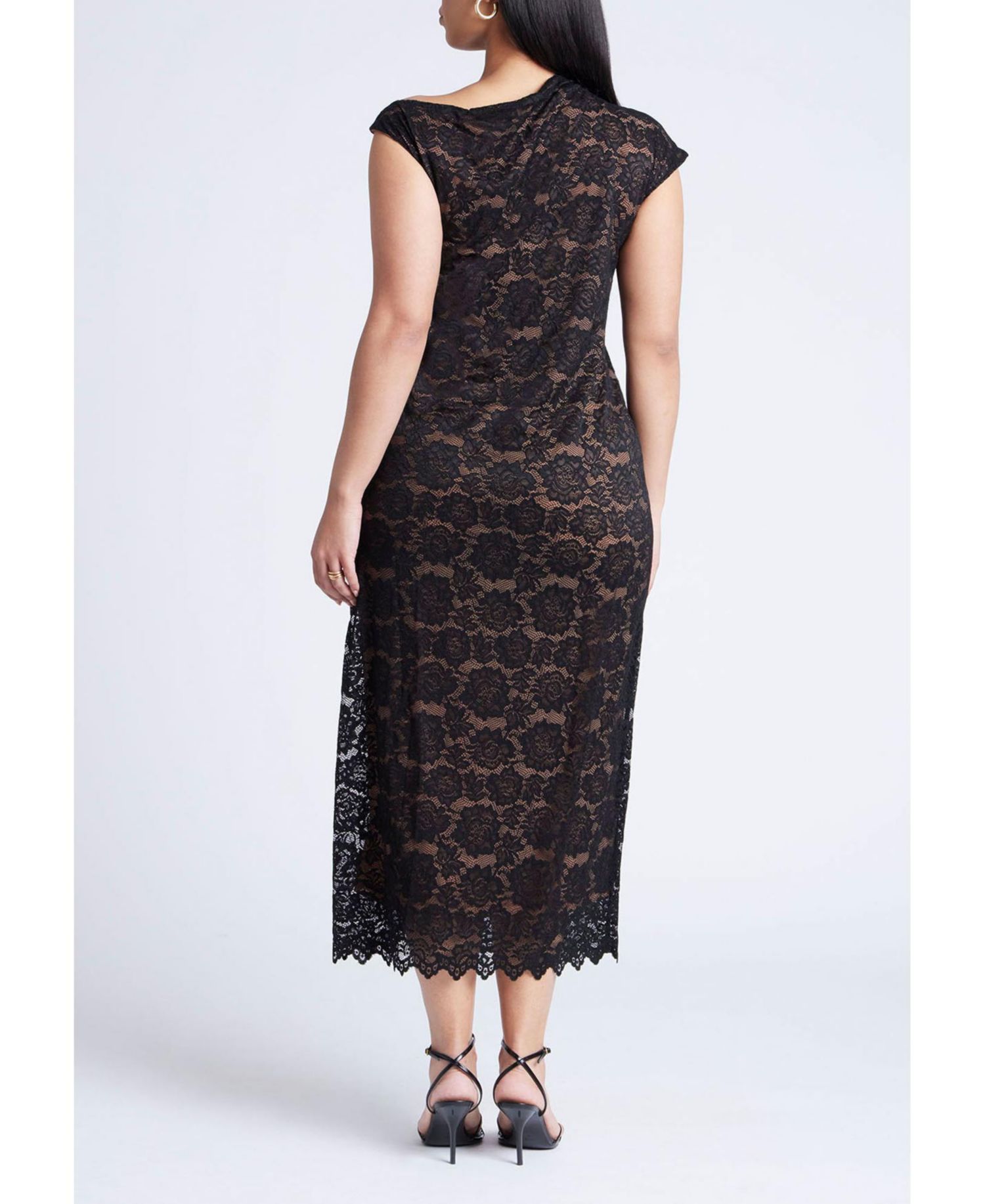 Women's Plus Size Twist Neck Lame Maxi Dress