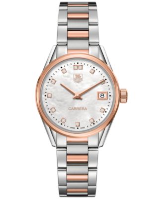 TAG Heuer - Women's Swiss Carrera Diamond Accent 18k Two-Tone Stainless Steel Bracelet Watch 32mm WAR1352.BD0779