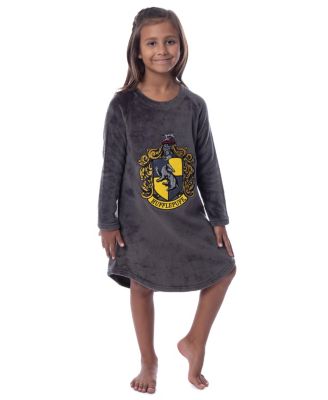 Girls Hogwarts Houses Crest Long-Sleeve Fleece Pajama Nightgown - All Houses