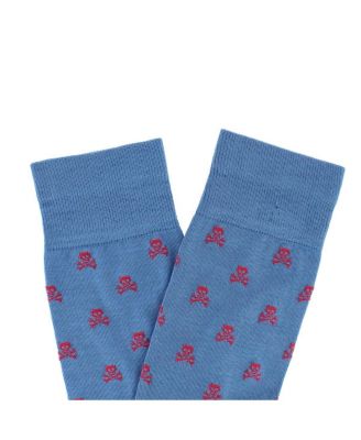 Men's Pirate's Skull & Crossbones Pima Cotton Over The Calf Novelty Dress Sock (1 Pair)