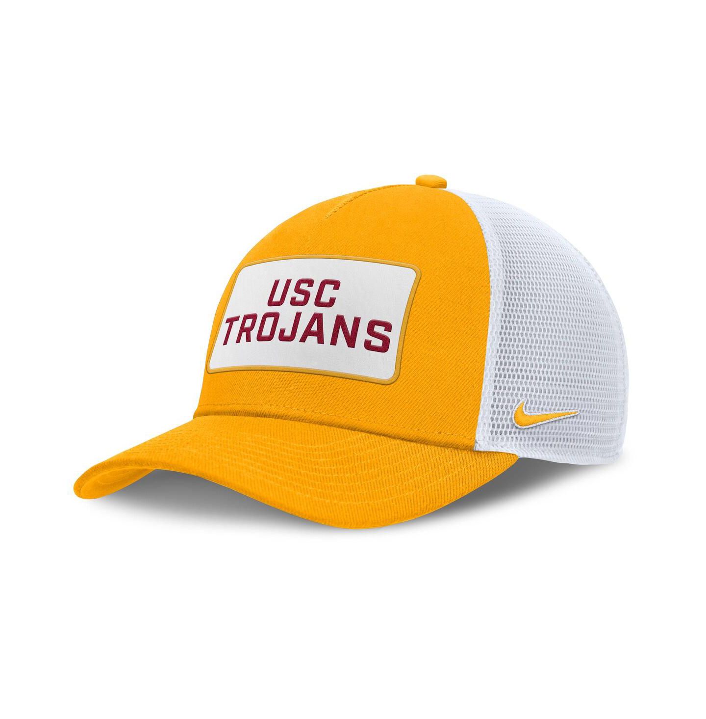 Мужская кепка Nike Gold/White USC Trojans 2025 On-Field Rise Patch Trucker Adjustable Hat — фото 1