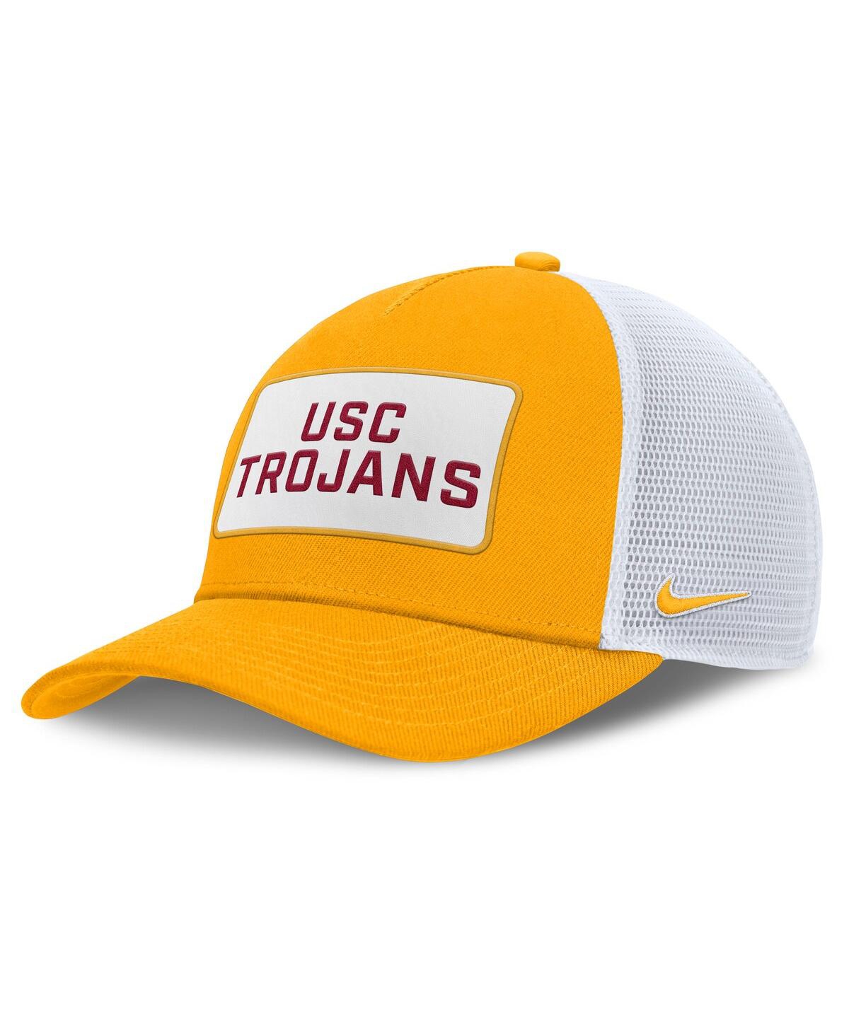 Nike Men's Gold/white Usc Trojans 2025 On-field Rise Patch Trucker Adjustable Hat