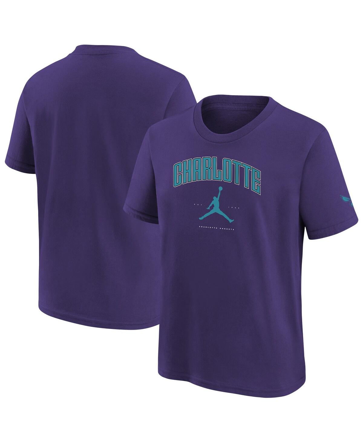 Jordan Big Boys And Girlsâ Purple Charlotte Hornets Essential Cities T-shirt In Purple