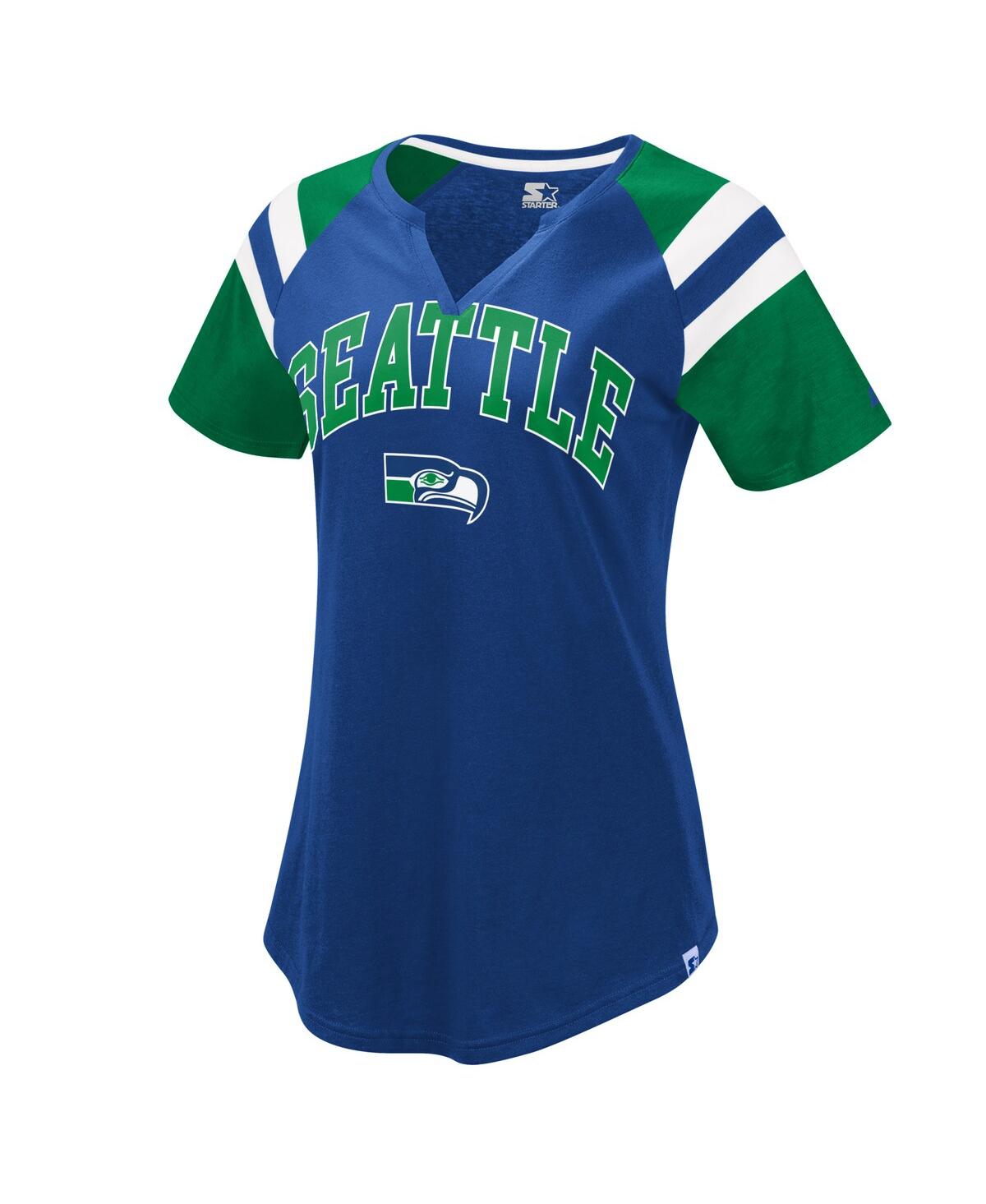 Women'sÂ Royal Seattle Seahawks Game On Notch Neck Raglan T-Shirt - Royal