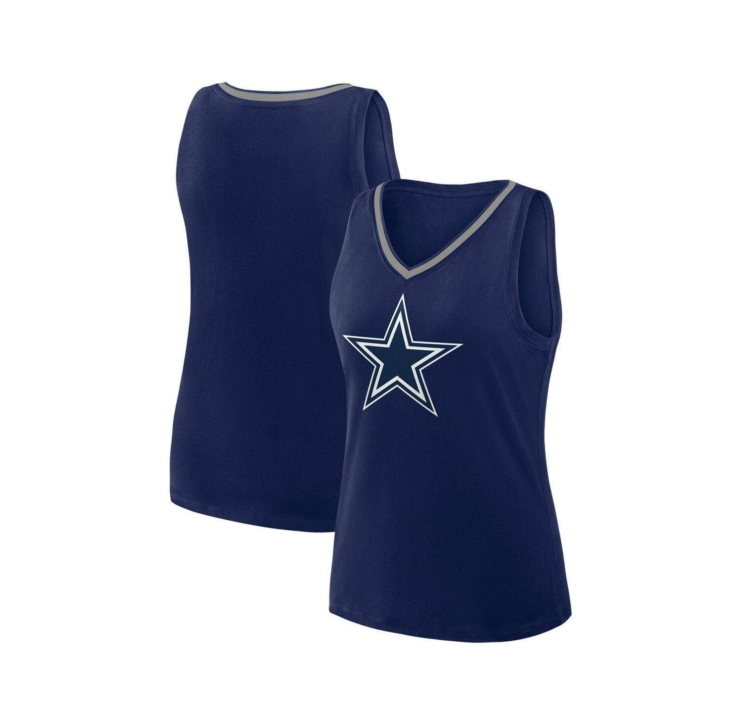 Women's Navy Dallas Cowboys Stellar Win V-Neck Tank Top