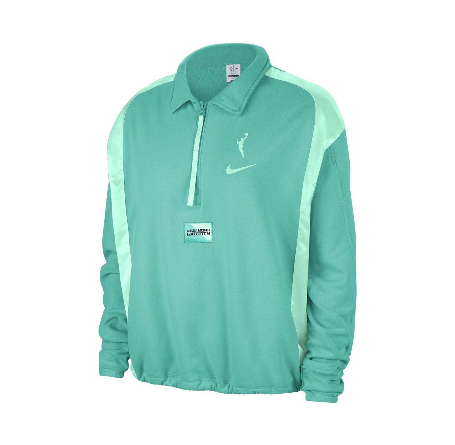 Women's Mint New York Liberty Basketball Fleece Quarter-Zip Performance Pullover