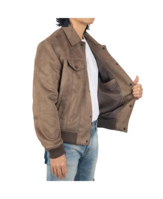 Men's Blake Suede Bomber Jacket – Lightweight Slim Fit Casual Softshell Coat with 5 Pockets