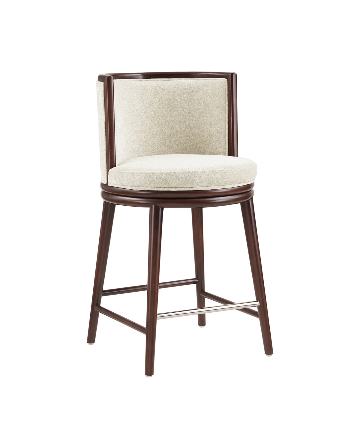 Manhattan Comfort 37.6" Evalyn Chenille Upholstered Counter Stool In White