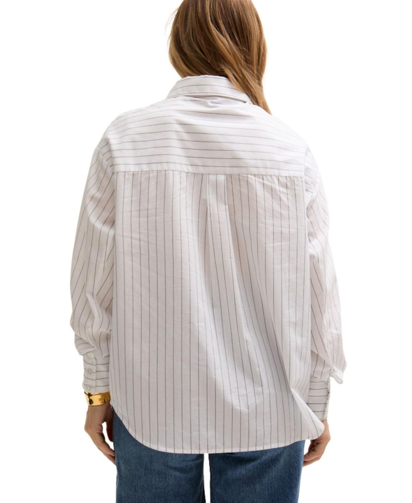Женская рубашка Lily and Lionel London Dapper Double Placket Stripe, цвет: Белый — фото 4