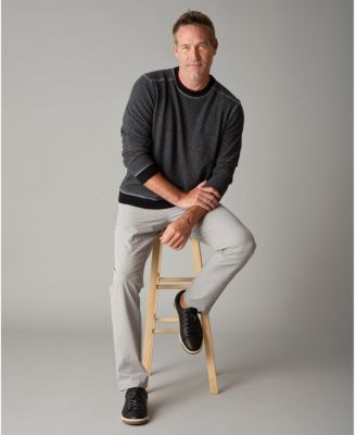 Men's Itch-Free Merino Wool Striped Crewneck Sweater with Lining