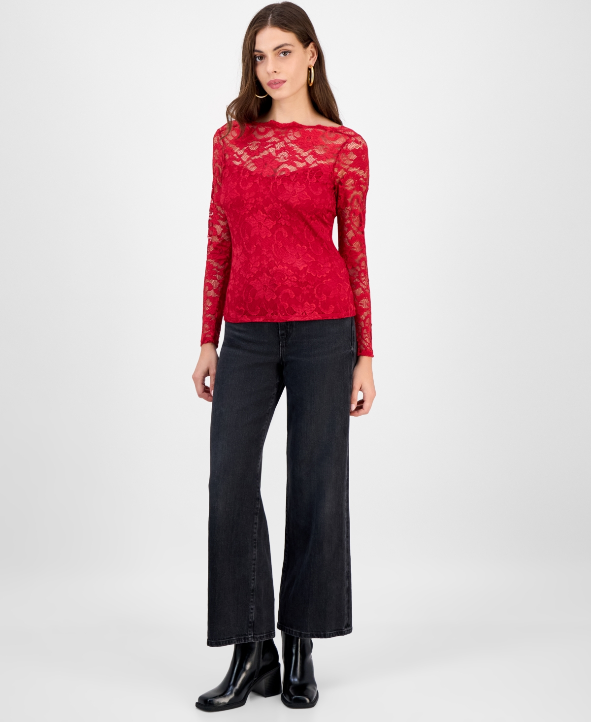 Guess Women's Nataliya Long-Sleeve Lace Top