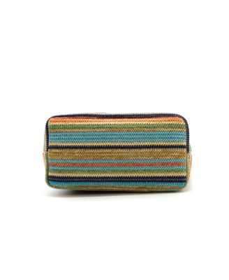 Auburn Striped Straw Tote Bag