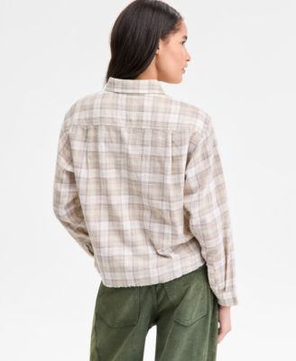 Women's Plaid Cotton Flannel Button-Front Shirt