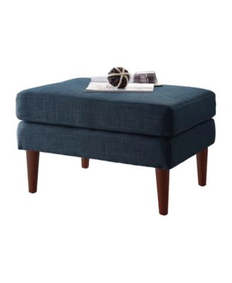 27" Faux Linen Marlow Mid Century Ottoman