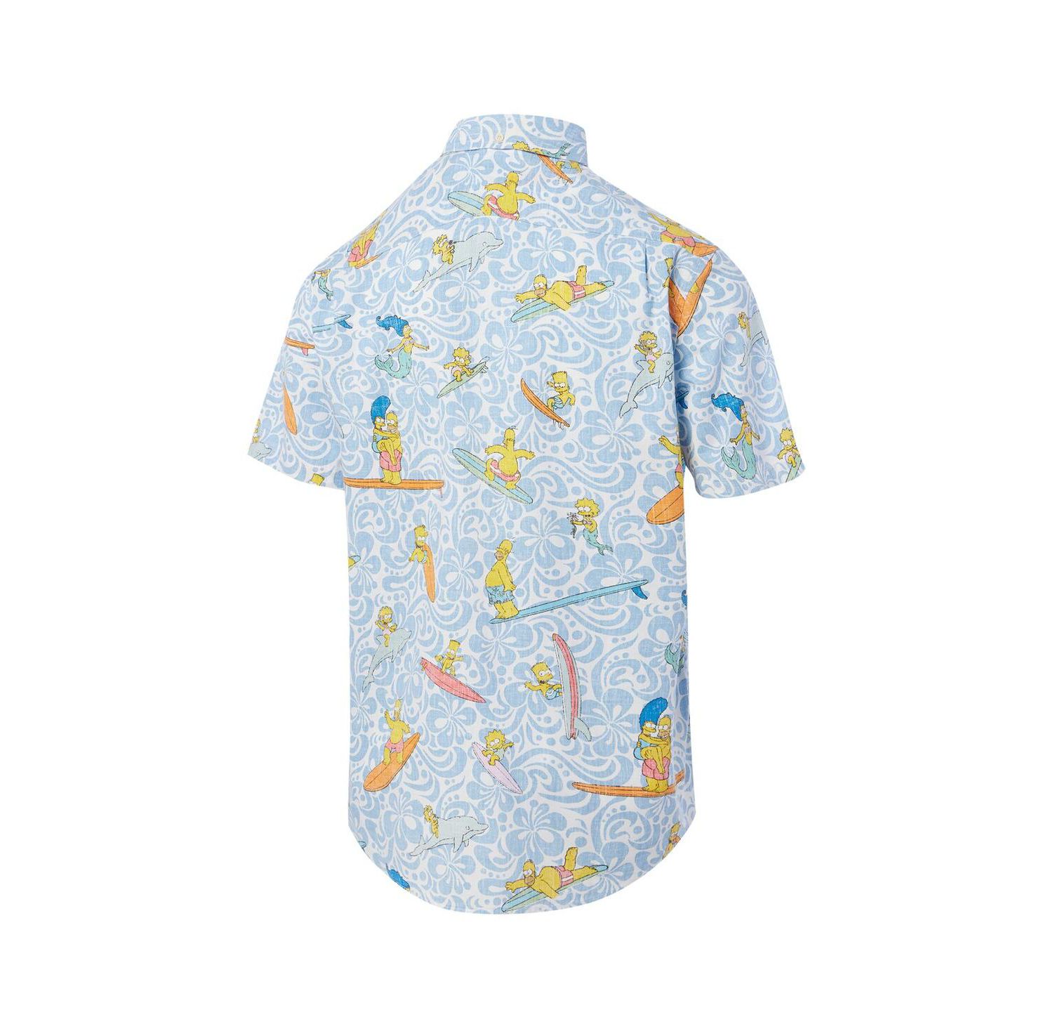 Men's Light Blue The Simpsons Cowabunga Tailored Button-Down Shirt