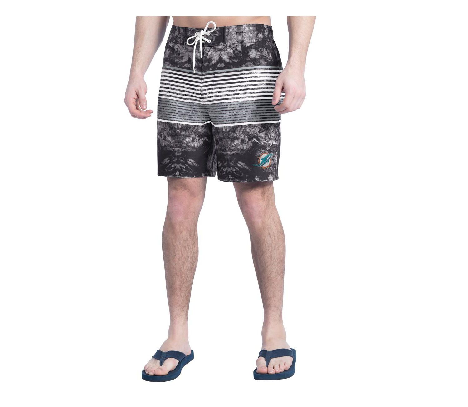 Men's Black/Gray Miami Dolphins Horizon Volley Swim Shorts