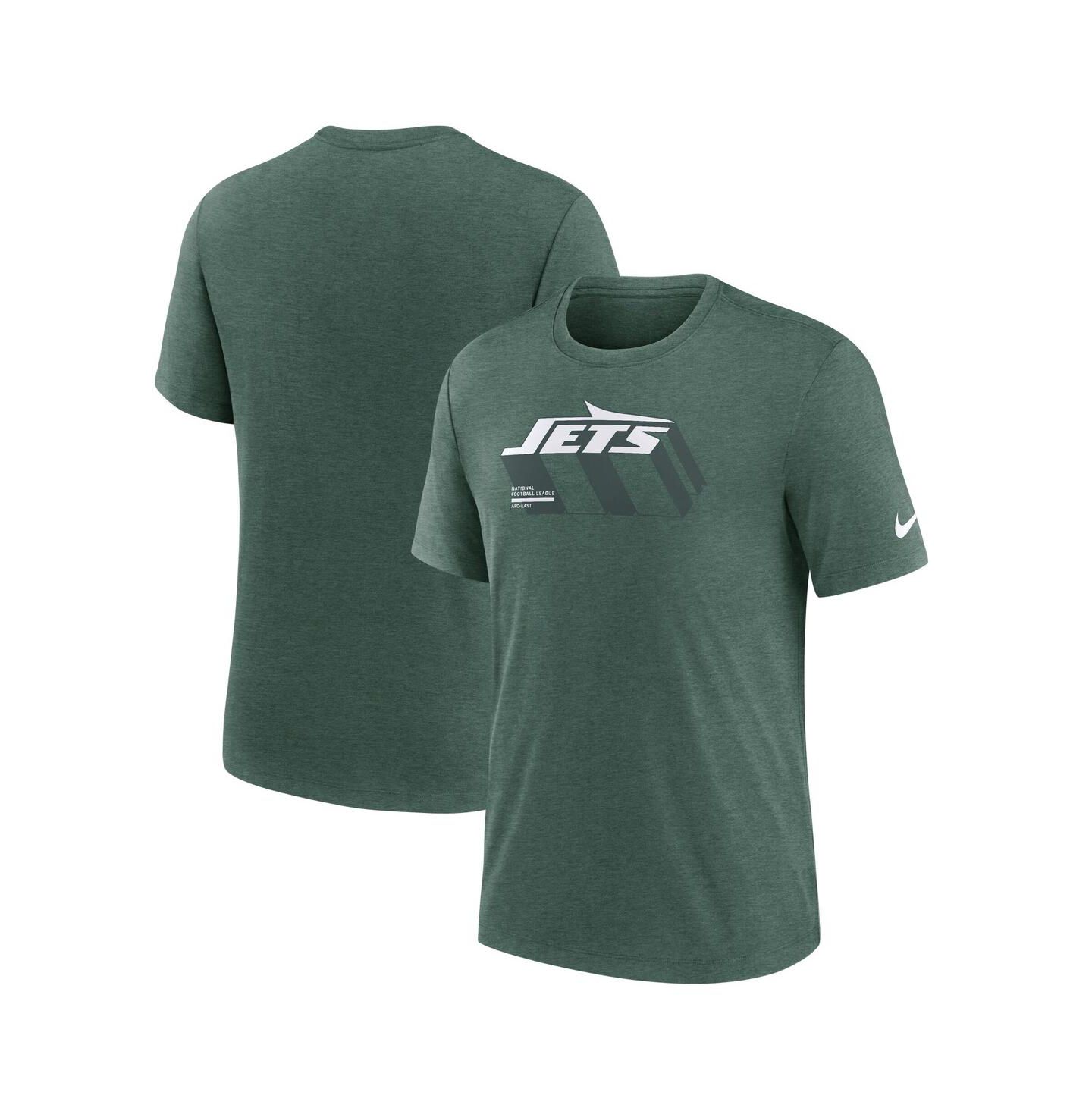 Мужская футболка Nike Heather Green New York Jets Long Pass Tri-Blend — фото 1